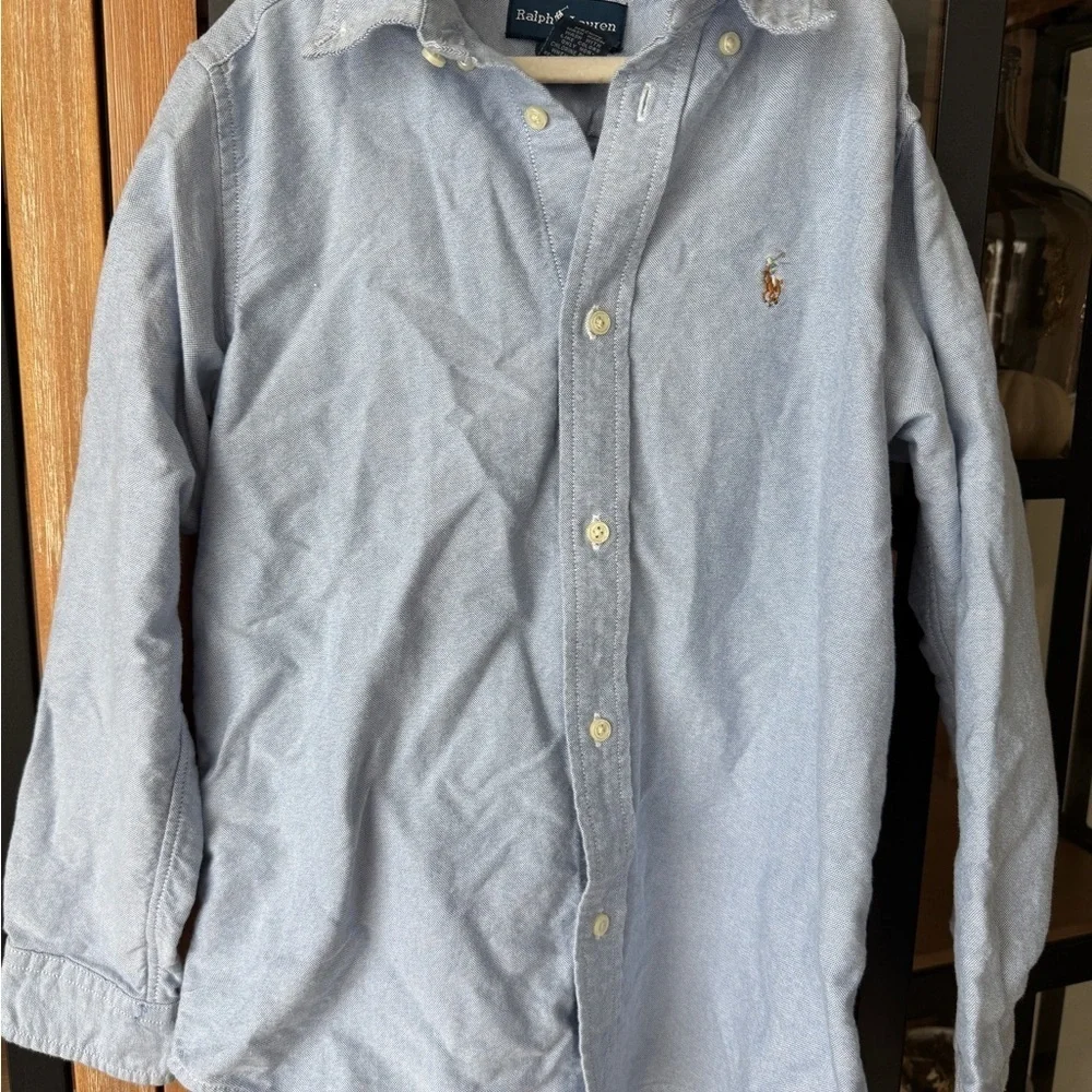 Ralph Lauren boys button down shirt oxford chambray cotton long sleeve polo pony